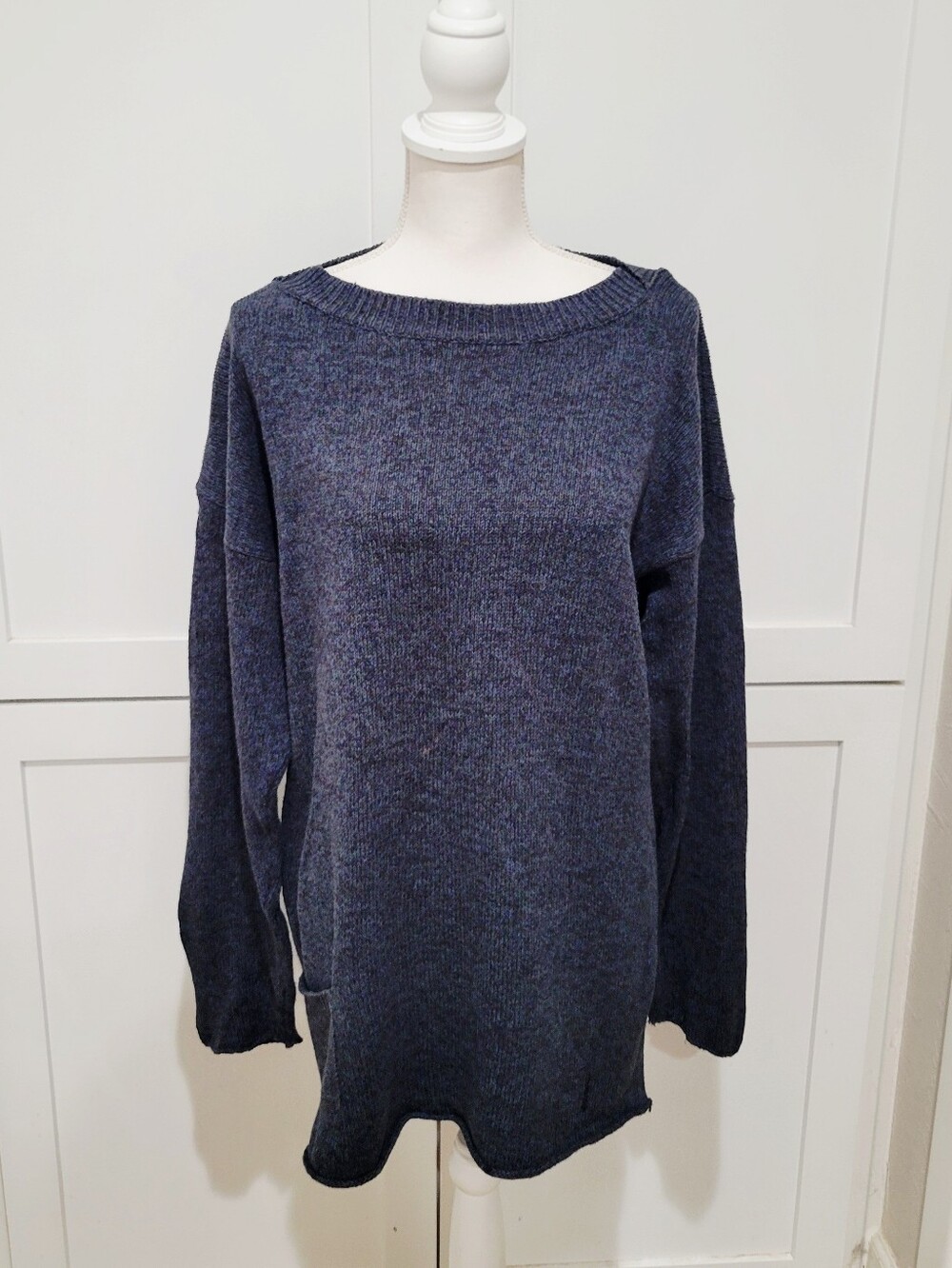 Flax Teal Cotton Blend Pullover Sweater | Size M/L